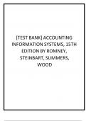 Test Bank for Accounting Information Systems 15th Edition by Marshall B Romney, Paul J. Steinbart, Scott L. Summers, David A. Wood A+