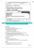 2024 Pearson Edexcel Level 3 GCE Spanish Advanced PAPER 1: Listening, Reading and Translation JUNE Question Paper and Mark Scheme MERGED