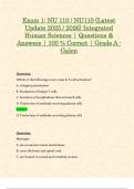 Exam 1, Exam 2, Exam 3, Exam 4 & Final Exam: NU 110 / NU110 (Latest 2025 / 2026 Updates STUDY BUNDLE WITH COMPLETE SOLUTIONS) Integrated Human Sciences | Questions and Verified Answers | 100% Correct | Grade A – Galen