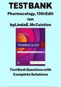 TEST BANK Pharmacology, 10th Edition by Linda E.McCuistion