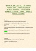 Exam 1: NU110 / NU 110 (Latest Version 2025 / 2026) Integrated Human Sciences | Questions & Verified Answers | 100 % Correct | Grade A - Galen