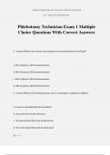 Phlebotomy Technician Exam 1 Multiple Choice Questions With Correct Answers