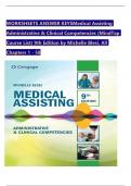 WORKSHEETS ANSWER KEYSMedical Assisting  Administrative & Clinical Competencies (MindTap  Course List) 9th Edition by Michelle Blesi, All  Chapters 1 - 58