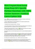 West Virginia Real Estate Exam Prep (WV Specific Portion) Questions with Explanations of Answers Latest Update 2025/2026