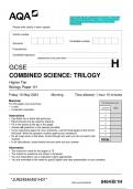 2024 AQA GCSE COMBINED SCIENCE: TRILOGY 8464/B/1H BIOLOGY Paper 1. Question Paper with Merged Marking Scheme. June 2024 APPROVED 