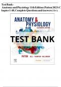 Test Bank Anatomy and Physiology 11thEdition(Patton2023)C hapter1-48, Complete Questions and Answers (A+