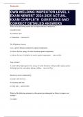 CWB WELDING INSPECTOR LEVEL 3 EXAM NEWEST 2024-2025 ACTUAL EXAM COMPLETE  QUESTIONS AND CORRECT DETAILED ANSWERS