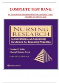 COMPLETE TEST BANK: For Nursing Research 11th Edition by Denise Polit; Cheryl Becky, Chapter 1-33: | ISBN NO- | ISBN-|| A+ guide