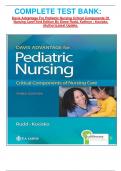 COMPLETE TEST BANK:	 Davis Advantage For Pediatric Nursing Critical Components Of Nursing Care Third Edition By Diane Rudd, Kathryn ; Kocisko (Author)Latest Update.