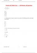 Practice ACT Math Test ----- - 60 Minutes, 60Questions