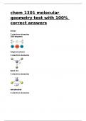 chem 1301 molecular geometry test with 100- correct answers.