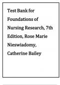 Test Bank - for Foundations of Nursing Research 7th Edition by Rose Marie Nieswiadomy, Catherine Bailey, All Chapters 1-12 | Complete Guide A+