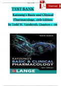 TEST BANK Katzung's Basic and Clinical Pharmacology, 16th Edition  by Todd W. Vanderah, Chapters 1 - 66 