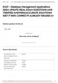 D427 - Database Management Applications |2024 UPDATE |REAL EXAM QUESTIONS AND VERIFIED ANSWERS/ACCURATE SOLUTIONS |GET IT 100% CORRECT!! ALREADY GRADED A+