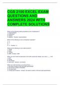 CGS 2100 EXCEL EXAM QUESTIONS AND ANSWERS 2024 WITH COMPLETE SOLUTIONS 