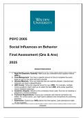 PSYC 2005 (Social Influences on Behavior) Final Assessment Qns & Ans 2025