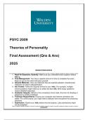 PSYC 2009 (Theories of Personality) Final Assessment Qns & Ans 2025