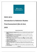 PSYC 2014 (Introduction to Addiction Studies) Final Assessment Qns & Ans 2025