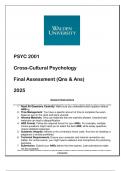 PSYC 2001 (Cross-Cultural Psychology) Final Assessment Qns & Ans 2025