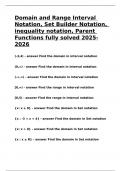 Domain and Range Interval Notation, Set Builder Notation, inequality notation, Parent Functions