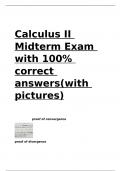 Calculus II Midterm Exam with 100- correct answers(with pictures).