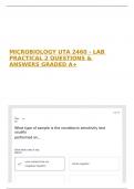 MICROBIOLOGY UTA 2460 - LAB PRACTICAL 2 QUESTIONS & ANSWERS GRADED A+