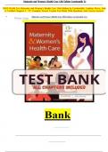 TEST BANK For Maternity and Women's Health Care 13th Edition by Lowdermilk; Cashion; Perry; Alden; Verified Chapters 1 - 37, Complete Newest Version With questions nd correct answers.