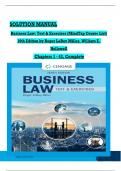 Solution Manual For Business Law: Text & Exercises, 10th Edition by Roger LeRoy Miller, William E. Hollowell, All Chapters 1 to 43 complete Verified editon ISBN:9780357717417