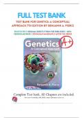 Test Bank For Genetics; A Conceptual Approach, 7th Edition (Pierce, 2024), Chapter 1-26 | isbn 9781319216801 Complete Solution Guide A+.