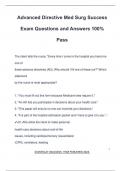 Advanced Directive Med Surg Success Exam Questions and Answers 100% Pass