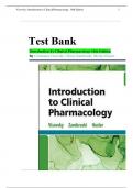 Test Bank for Introduction to Clinical Pharmacology 10th Edition By Constance Visovsky, Cheryl Zambroski, Shirley Hosler |Chapter 1-20 |Complete Guide A+