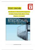 TEST BANK For Introduction to Statistical Investigations, 2nd Edition by Nathan Tintle; Beth L. Chance, Verified Chapters 1 - 11, Complete Newest Version