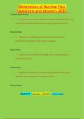 Dimensions of Nursing Test Questions and Answers 2025