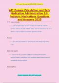 ATI Dosage Calculation and Safe Medication Administration 3.0: Pediatric Medications Questions and Answers 2025