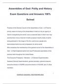 Assemblies of God: Polity and History Exam Questions and Answers 100% Solved