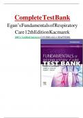 Complete Test Bank Egan’s Fundamentals of Respiratory Care 12th  100%vVerified Answers