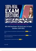 BIO 340 Final Exam/ 491 Qs & Ans/ A+ Score Solution/ 2024-2025.   