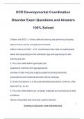 DCD Developmental Coordination Disorder Exam Questions and Answers 100% Solved