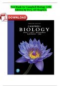 Test Bank for Campbell Biology 12th Edition by Urry, All Chapters, Complete Fully Covered A+ Guide ISBN: 9780135188743 Newest Latest Update