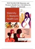 Test Bank For Maternity and Women's Health Care 13th Edition by Deitra L. Lowdermilk All Chapters (1-37) | A+ UPDATED 2024