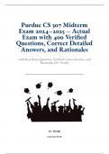 Purdue CS 307 Midterm Exam 2024–2025 – Actual Exam with 400 Verified Questions, Correct Detailed Answers, and Rationales