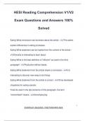 HESI Reading Comprehension V1/V2 Exam Questions and Answers 100% Solved