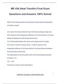 ME 436 (Heat Transfer) Final Exam Questions and Answers 100% Solved