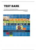 TEST BANK FOR Psychological Science 5th Edition by Michael S. Gazzaniga & Diane Halpern , ISBN: 9780393937497 |Complete Guide A+|