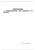 Test bank for Fundamentals of Physics 7th Edition (Wiley; March 8, 2004),ISBN No; 9780471470625, all 43 Chapters Covered (NEWEST 2024)