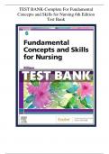 TEST BANK FOR Complete For Fundamental Concepts and Skills for Nursing 6th Edition