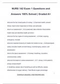 NURS 142 Exam 1 Questions and Answers 100% Solved | Graded A+