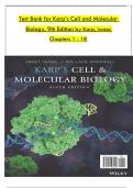 Test Bank for Karp’s Cell and Molecular Biology, 9th Edition by Karp, Iwasa  Chapters 1 - 18 