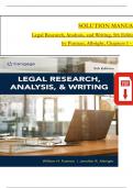 Solution Manual for Legal Research, Analysis, and Writing 5th Edition by Putman & Albright ISBN: 9780357619445, All 19 Chapters Covered, Verified Latest Edition