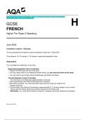 2024 AQA GCSE FRENCH  8658/SH:  Paper 2 Speaking. Question Paper with Merged  Marking Scheme. June 2024 APPROVED 